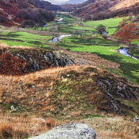 Buy canvas prints of Lakeland view down the valley from Watendlath by Ian Duffield
