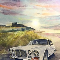 Buy canvas prints of Jaguar Mark ix near the beach by John Lowerson