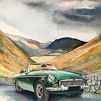 Buy canvas prints of Classic MG sports car in the lakes by John Lowerson