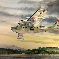 Buy canvas prints of Consolidated PBY Catalina over Lough Erne by John Lowerson