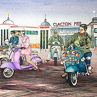 Buy canvas prints of Clacton Mods by John Lowerson