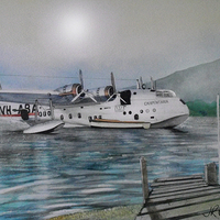 Buy canvas prints of  Empire Flying Boat by John Lowerson