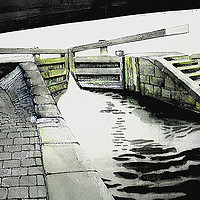 Buy canvas prints of A Pencil Drawing of the  Beeston Cut by John Lowerson