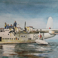Buy canvas prints of Short Sunderland Flying Boat by John Lowerson