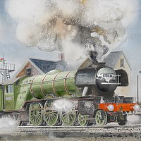 Buy canvas prints of BR 60103 FLYING SCOTSMAN WATERCOLOUR by John Lowerson
