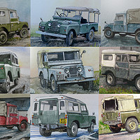 Buy canvas prints of NINE LAND ROVERS by John Lowerson