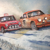 Buy canvas prints of Racing in the 1967 Monte Carlo Rally by John Lowerson