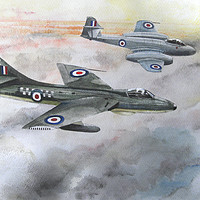 Buy canvas prints of Hawker Hunter and Gloster Meteor by John Lowerson