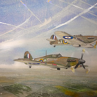 Buy canvas prints of Royal Air Force Hawker Hurricanes by John Lowerson