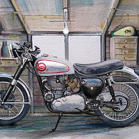 Buy canvas prints of An old bike in a shed by John Lowerson