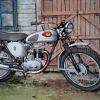 Buy canvas prints of An Old Motorcycle and an old Shed by John Lowerson