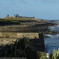 Buy canvas prints of Dunstanburgh Castle from Craster Quay  by Ursula Keene