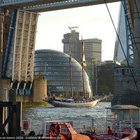 Buy canvas prints of  TS J.R.Tolkien sailing under Opened Tower Bridge by Ursula Keene