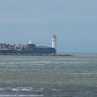 Buy canvas prints of New Brighton Lighthouse from Mersey ferry  by Ursula Keene