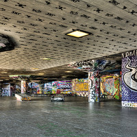 Buy canvas prints of Graffiti Skateboard Embankment London by Robert  Radford