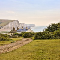 Buy canvas prints of Seven Sisters Coastguard Cottages by Robert  Radford
