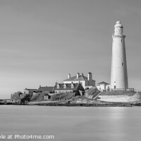 Buy canvas prints of St Mary LightHouse BW by nick coombs