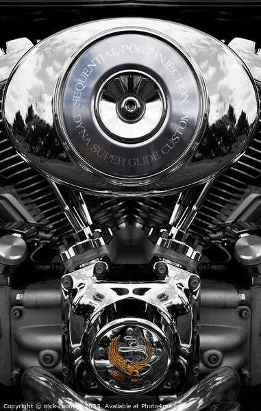 Gleaming Harley Davidson Engine Framed Mounted Print by nick coombs