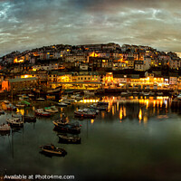 Buy canvas prints of Brixham Harbour at night by nick coombs