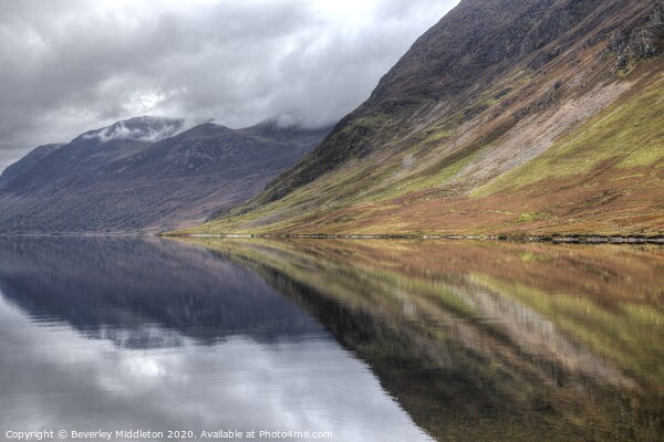 Crummock water reflection Picture Board by Beverley Middleton