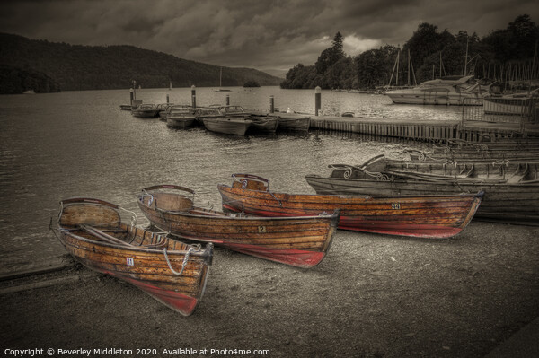 Boats at Bowness - Windermere Lake Picture Board by Beverley Middleton