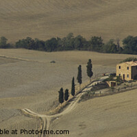 Buy canvas prints of Tuscan farmhouse in rolling landscape by Beverley Middleton
