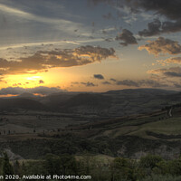Buy canvas prints of sunrise over the Valdorcia, from Pienza Tuscany by Beverley Middleton