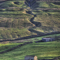 Buy canvas prints of Swaledale barns in late afternoon light by Beverley Middleton