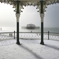 Buy canvas prints of Bandstand winter view by Terry Busby