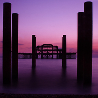 Buy canvas prints of West Pier sunset 2 by Terry Busby