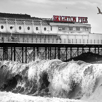 Buy canvas prints of  Brighton Pier storm by Terry Busby