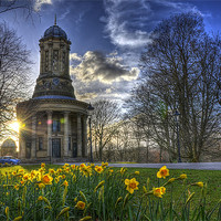 Buy canvas prints of Sunset at Saltaire Church by Andy Hutchinson