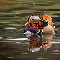 Buy canvas prints of Majestic Mandarin Duck in Autumn Rain by Roger Dutton