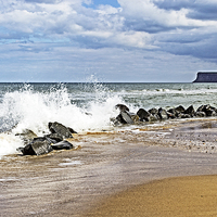 Buy canvas prints of Breaking Waves on Marske Beach by keith sayer