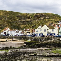 Buy canvas prints of  Staithes Harbour At Low Tide by keith sayer