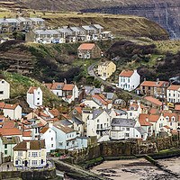 Buy canvas prints of Looking down on Staithes by keith sayer