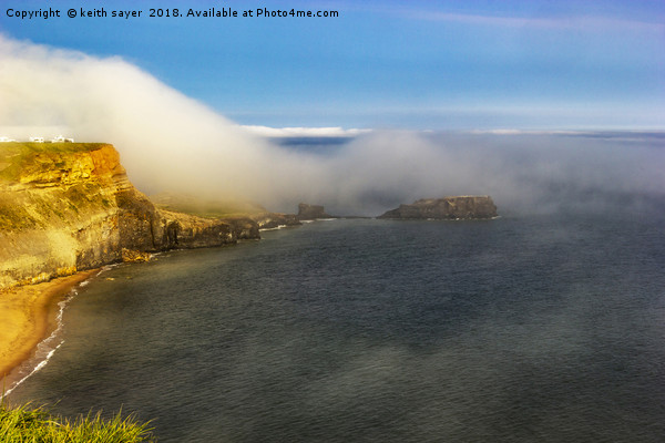 Saltwick Bay as the fog rolls in  Picture Board by keith sayer
