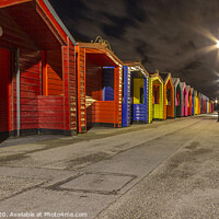 Buy canvas prints of Saltburn beach huts at night by keith sayer