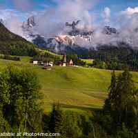 Buy canvas prints of Santa Maddalena - Valley Val di Funes - Dolomites - Panorama 1 by Jenny Rainbow