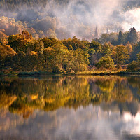 Buy canvas prints of Playing Mirror. Loch Achray. Scotland by Jenny Rainbow