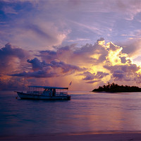 Buy canvas prints of Magic Sky. Maldivian Island by Jenny Rainbow