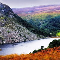 Buy canvas prints of Mountainy Sapphire. Lough Tay. Ireland by Jenny Rainbow