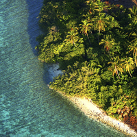 Buy canvas prints of  Tropical Island from Above. Aerial Journey over M by Jenny Rainbow