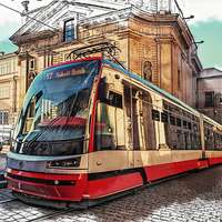 Buy canvas prints of  The Tram of Wishes. Prague by Jenny Rainbow