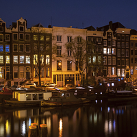 Buy canvas prints of  Night Lights on the Amsterdam Canals  by Jenny Rainbow