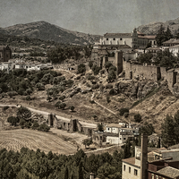Buy canvas prints of Old Ronda. Vintage Cards by Jenny Rainbow