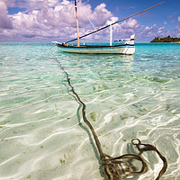 Buy canvas prints of Moored Dhoni. Maldives by Jenny Rainbow