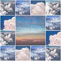 Buy canvas prints of Dreamy Clouds Collage by Jenny Rainbow