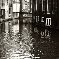 Buy canvas prints of Rhythms of Amsterdam Reflections. Black and White by Jenny Rainbow