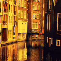 Buy canvas prints of Golden Hour Reflections in Amsterdam by Jenny Rainbow